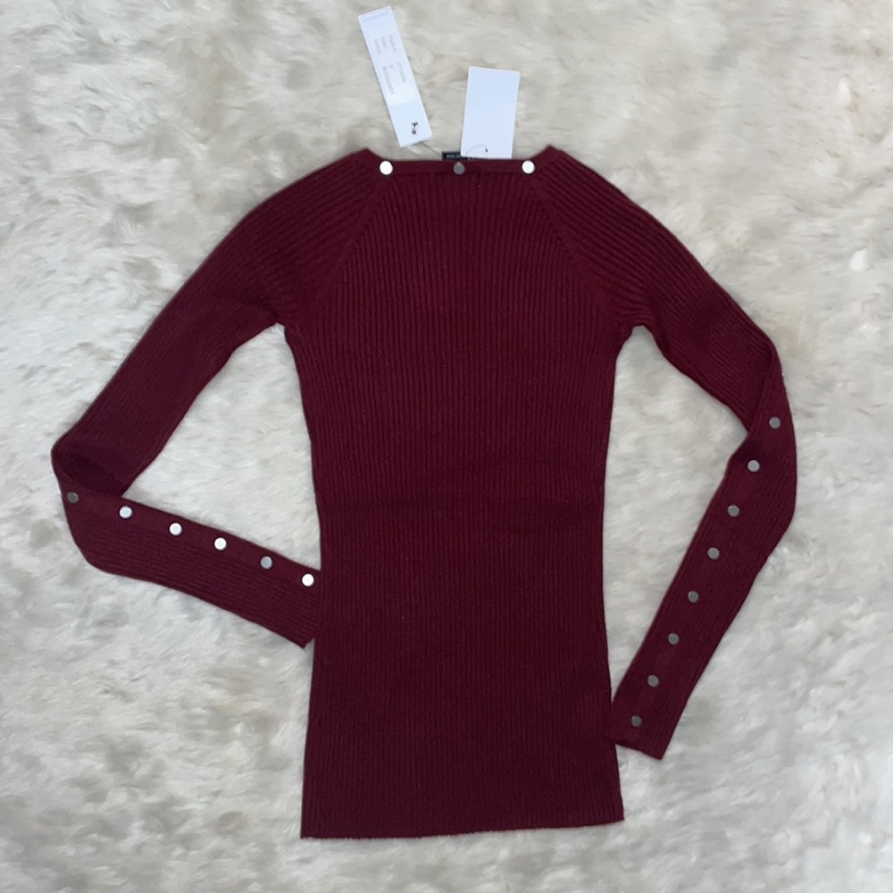 Burgundy Love Token Long Sleeve Top